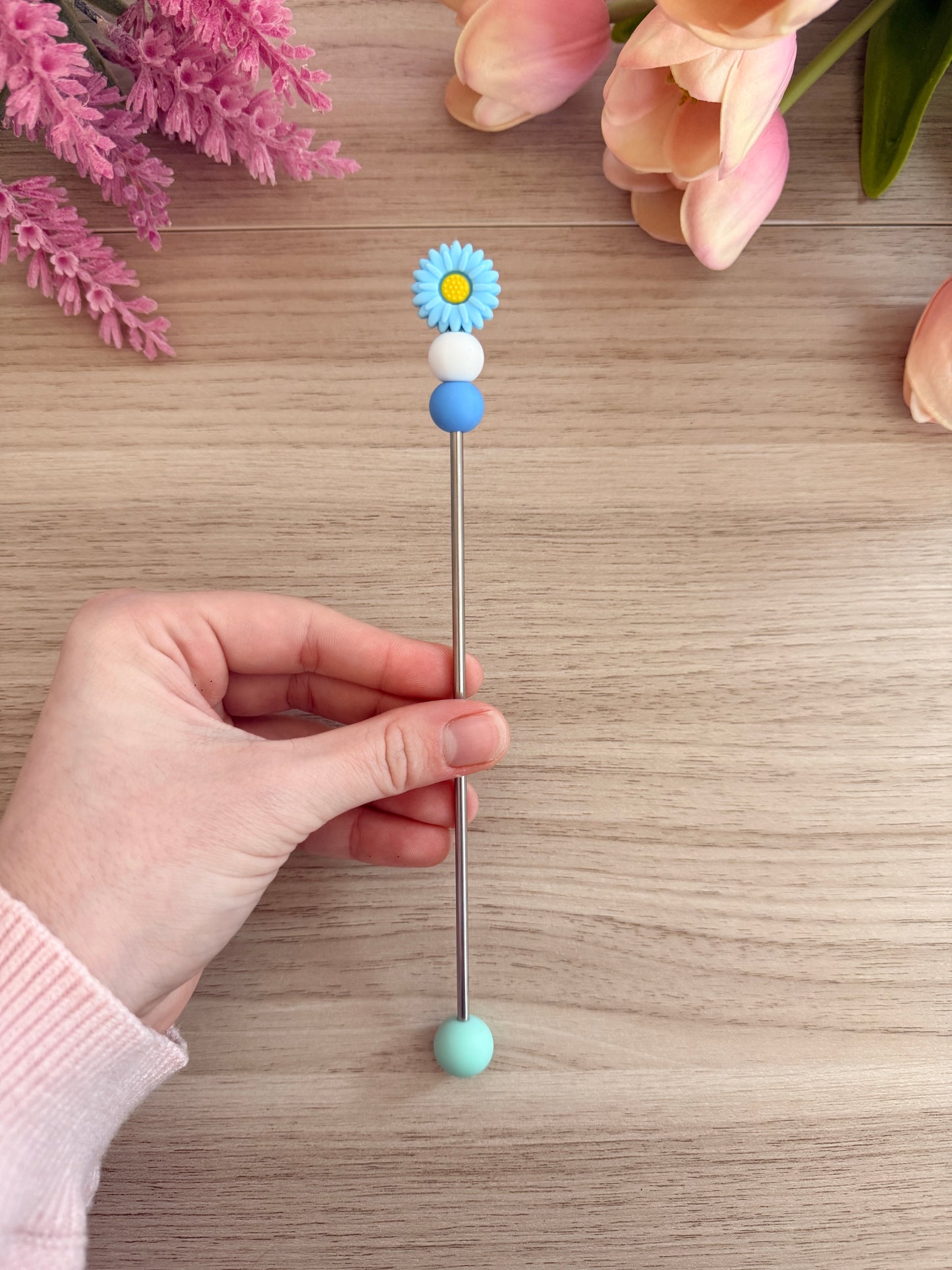 Blue Daisy Amigurumi Stick (1 Piece)