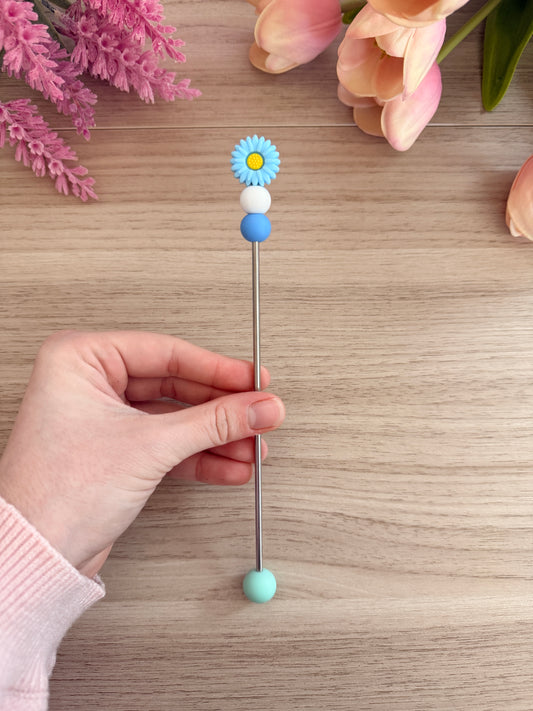 Blue Daisy Amigurumi Stick (1 Piece)