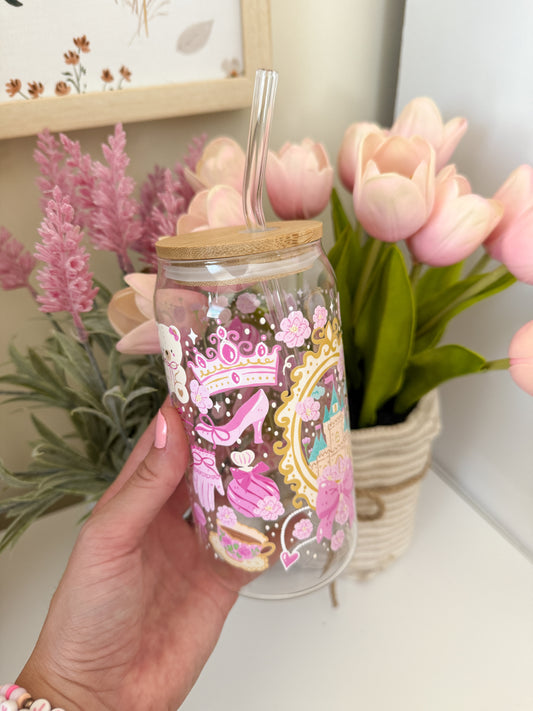 Pink Princess Glass Tumbler
