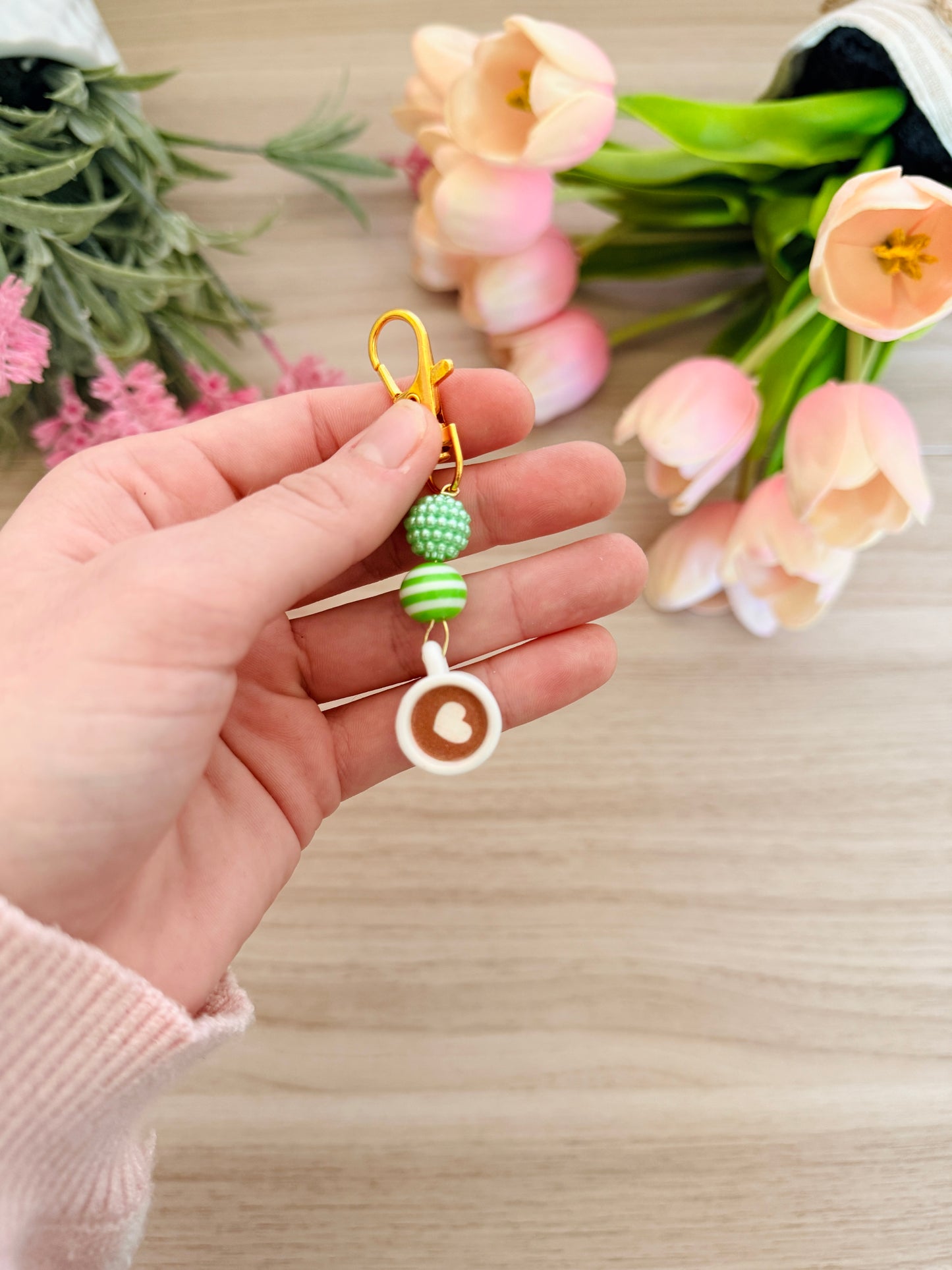 Beaded Coffee Stitch Marker (1 Piece)