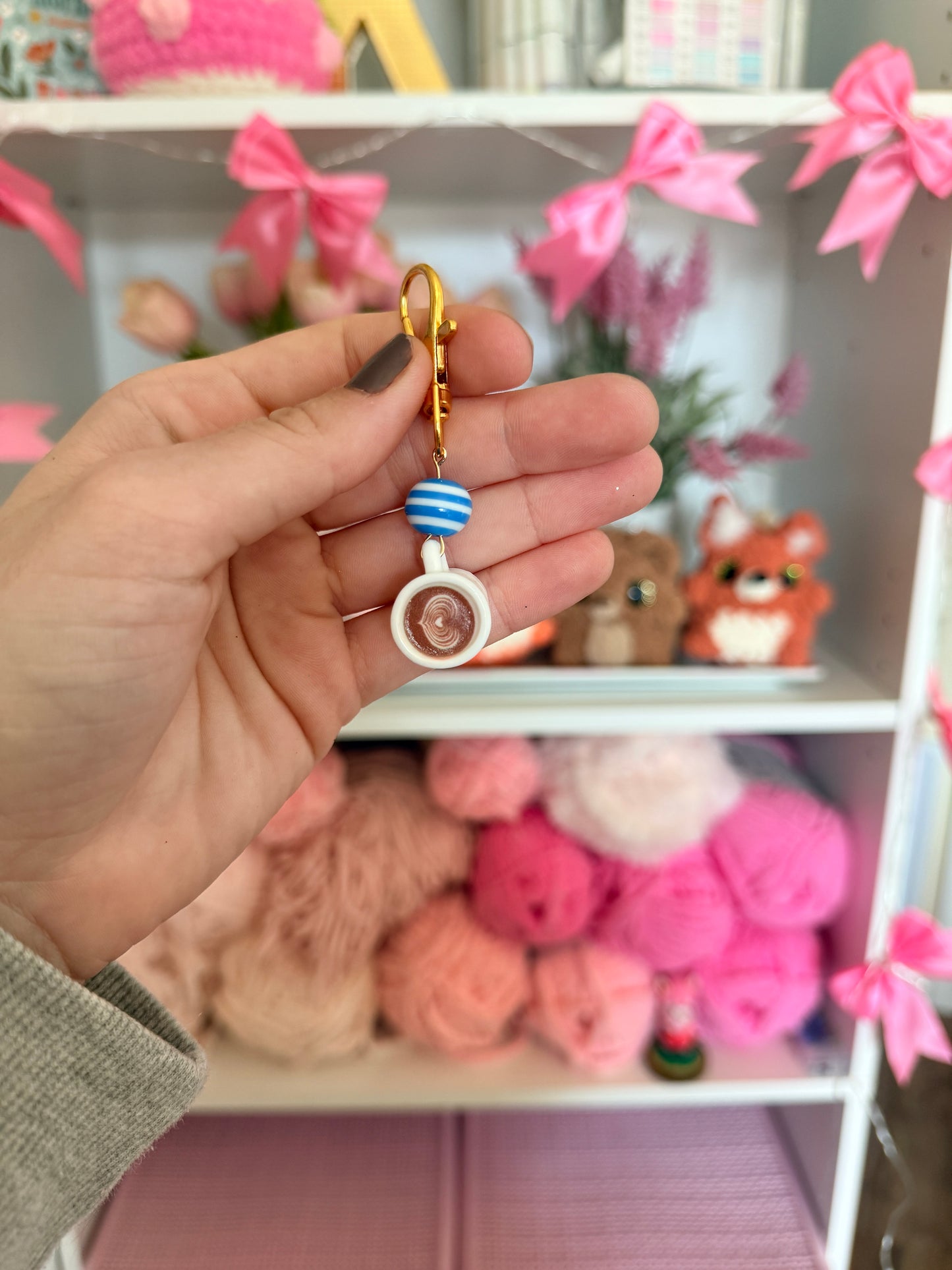 Beaded Coffee Stitch Marker (1 Piece)