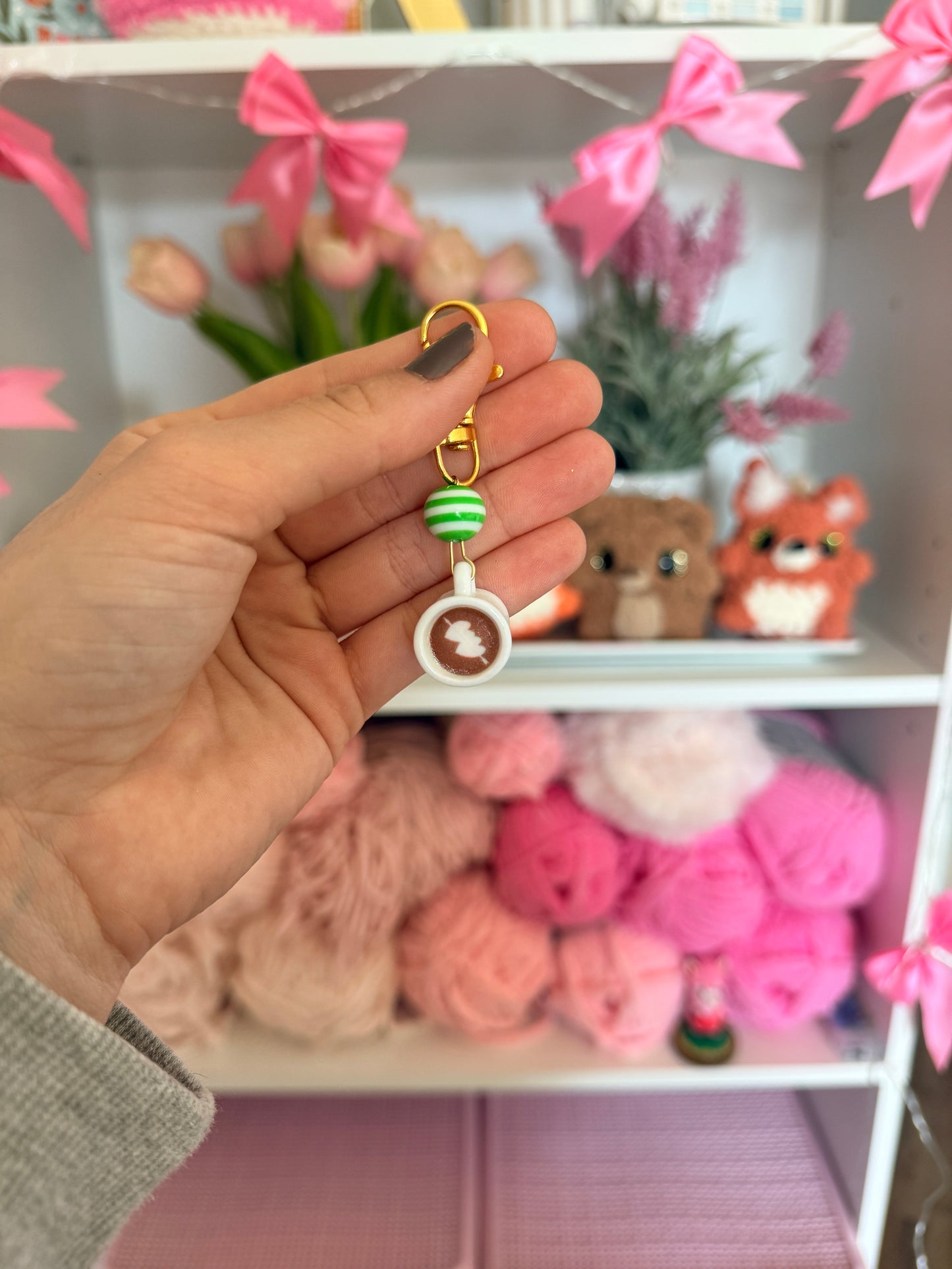 Beaded Coffee Stitch Marker (1 Piece)