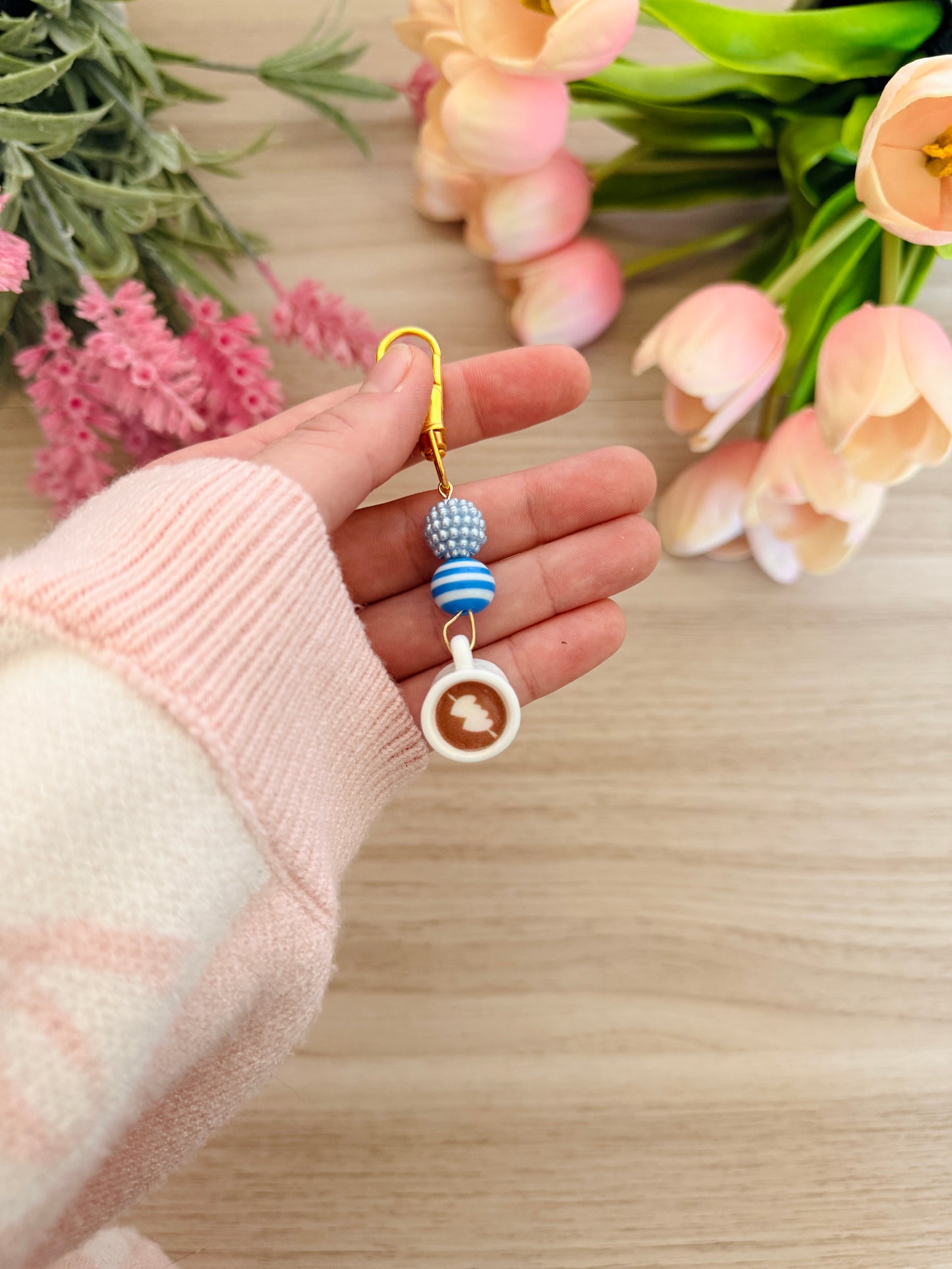 Beaded Coffee Stitch Marker (1 Piece)