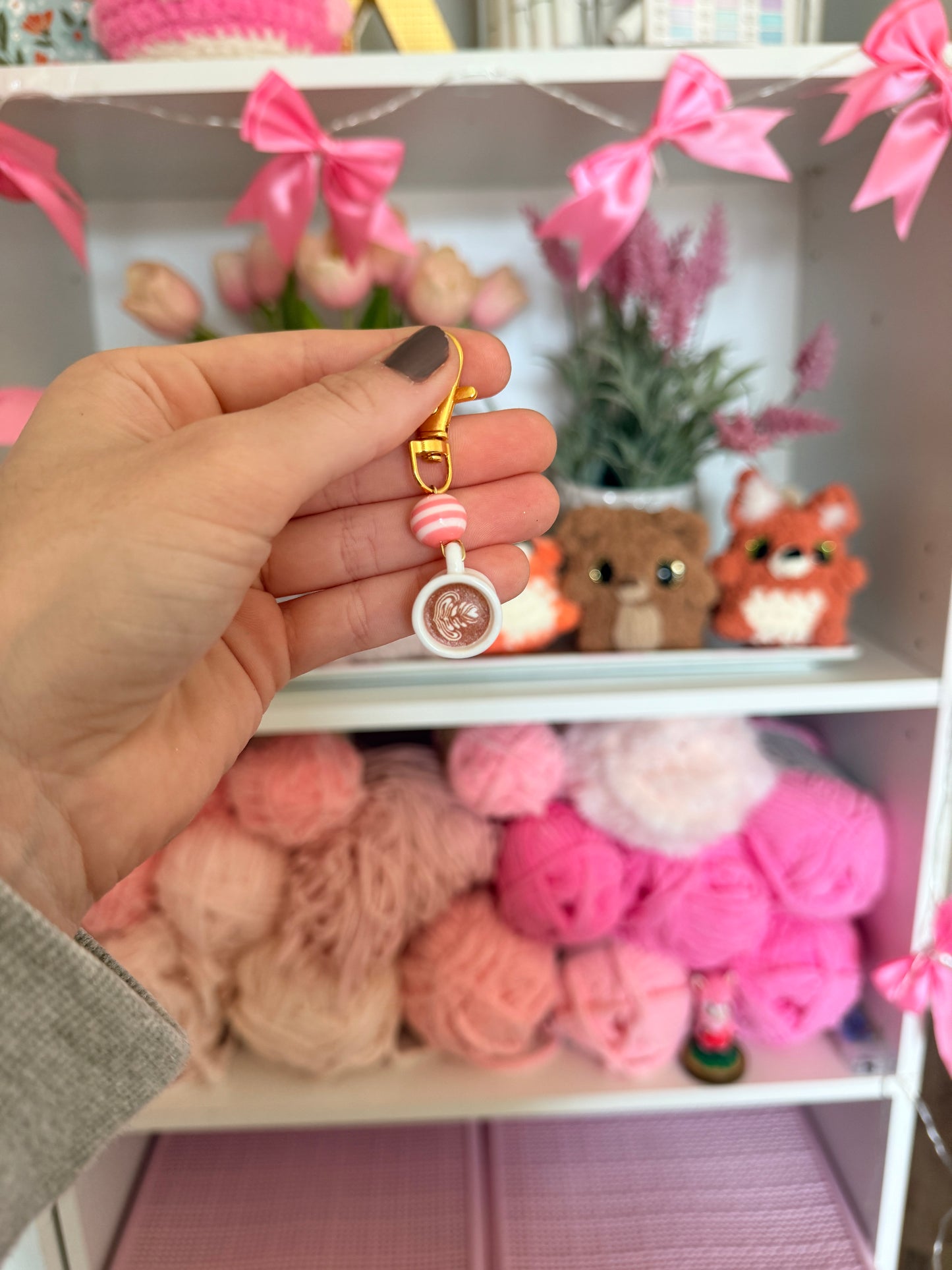 Beaded Coffee Stitch Marker (1 Piece)