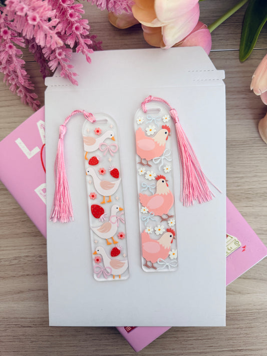 Chicken & Goose Acrylic Bookmarks
