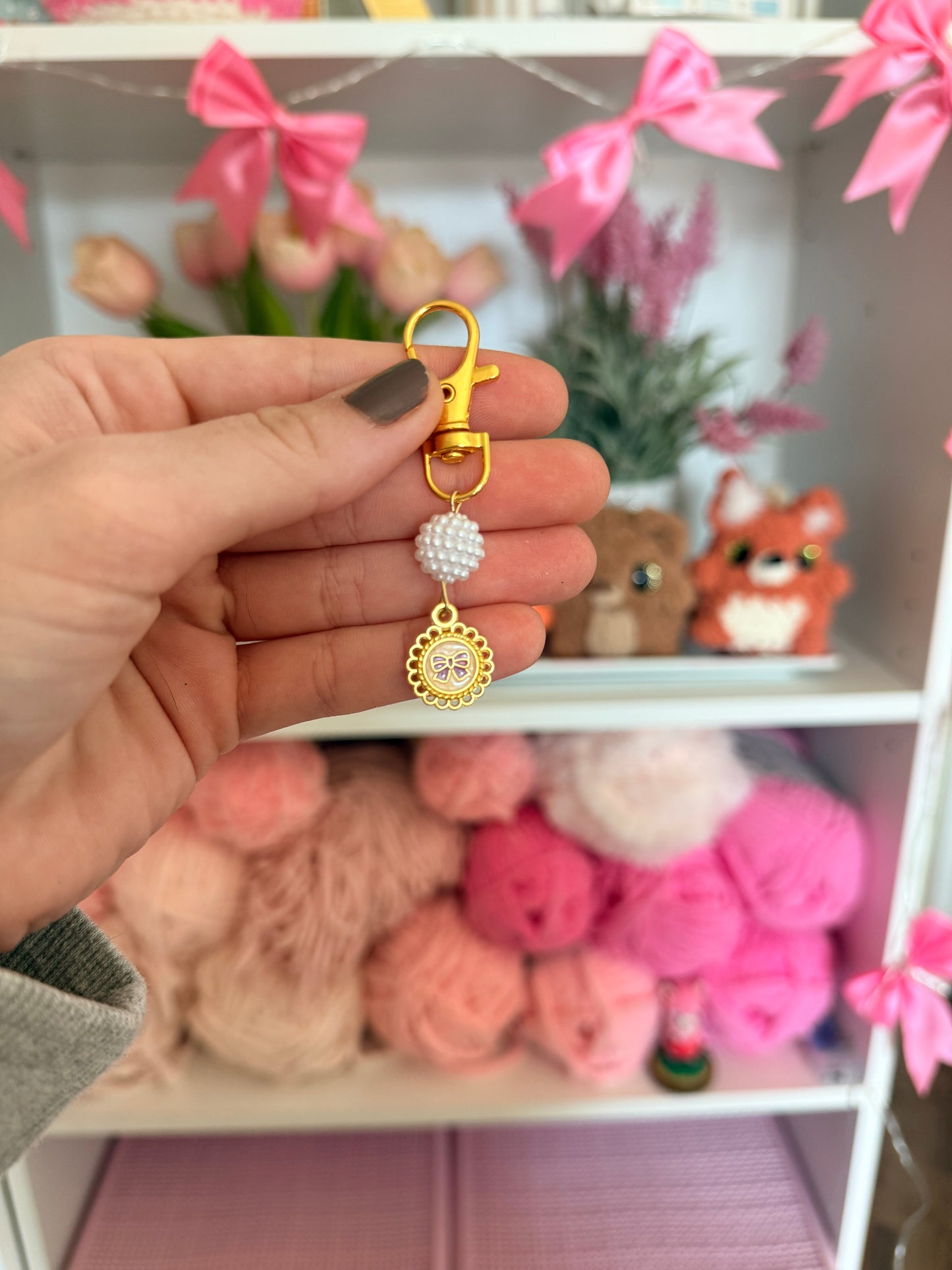 Beaded Bow Stitch Marker (1 Piece)