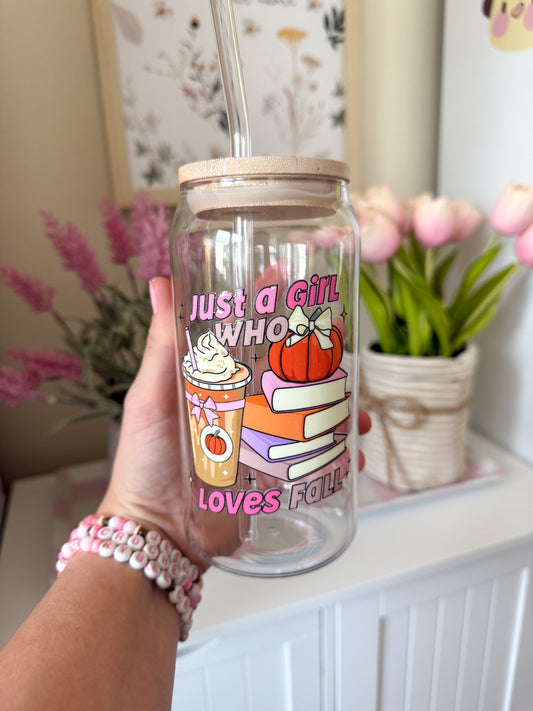 Fall Girl Glass Tumbler