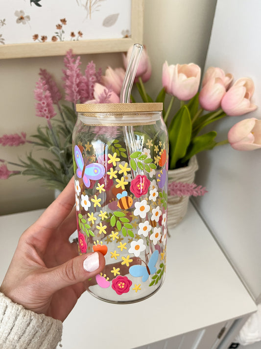 Bees & Butterflies Glass Tumbler