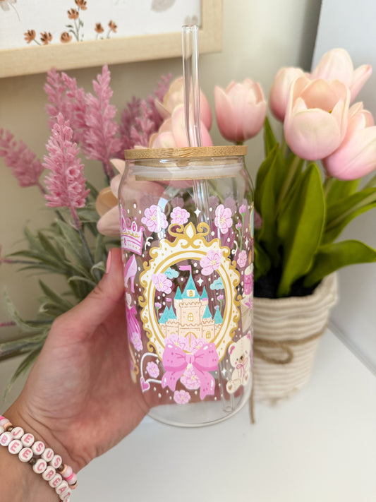 Pink Princess Glass Tumbler